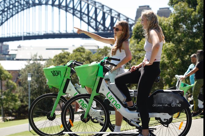Self Guided Electric Bike Tour of Sydney - Harbour icons: Harbour Bridge, Circular Quay, and Opera House