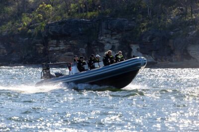 Sydney Whale Watching on Small RIB - Getting to the whale search area: fast timing, real scan time
